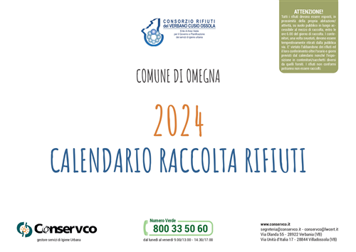 Calendario raccolta rifiuti 2024