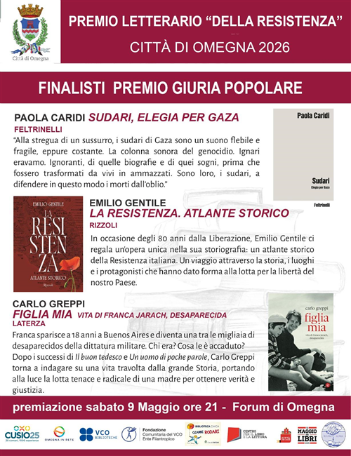 Premio letterario "della Resistenza" Città di Omegna 2026.